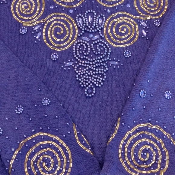 Vintage 1980's Diana Marco Embellished Sweater Purple Size 22/24 - Picture 3 of 5